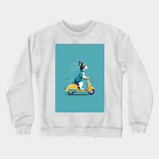 dog riding a scooter Crewneck Sweatshirt